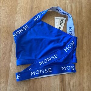 MONSE Cobalt Blue Branded Asymmetric Sports Bra